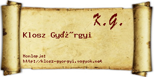 Klosz Györgyi névjegykártya