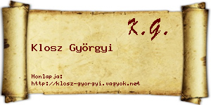 Klosz Györgyi névjegykártya